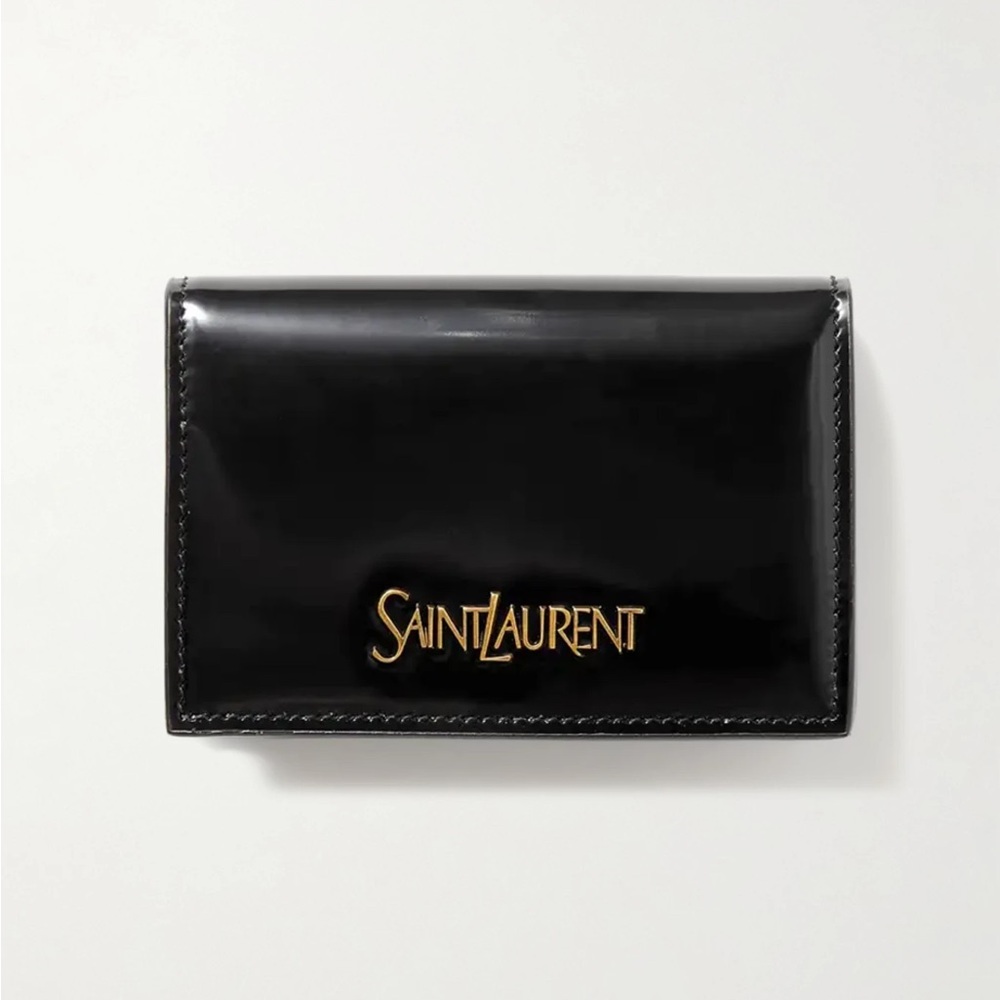 Saint Laurent - Appliquéd glossed leather wallet NWT